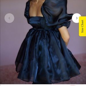 Selkie caviar puff dress in black.